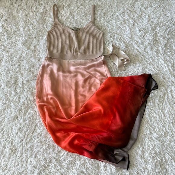 NWOT All Saints Vinia Cream to Deep Red Ombre Skirt Size 8 - Picture 4 of 8
